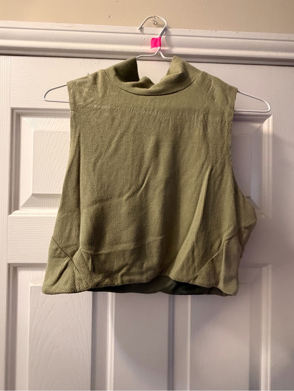 Altar'd State Olive Ribbed Sleeveless Mock Neck Crop Top